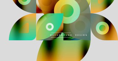 Soyut geometrik şekiller örtüşüyor, canlı renk eğimleri yaratıyor. Modern tasarım elementleri akıcılık, dinamizm, görsel uyum öneriyor.