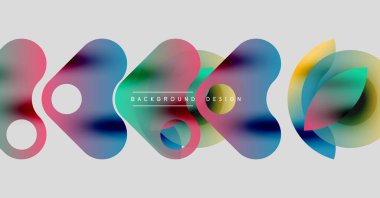 Abstract colorful blobs overlap, creating dynamic visual effect. Light gray background provides neutral canvas. Text reads background design. clipart svg vector 