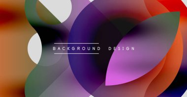 Soyut renkli katmanlar dinamik görsel efekt yaratır. Üst üste binen şekiller derinlik, hareket, modern estetik.