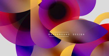 Soyut renkli çakışan daireler dinamik görsel efekt yaratır. Modern tasarım, gradyanlar, pürüzsüz geçişler mevcut.