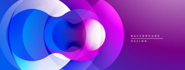 Soyut eğimler katmanlı daireler oluşturur. Canlı maviler mora dönüşür, dinamik görsel efekt yaratır. Modern tasarım ögesi.