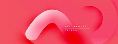 Soyut kırmızı arkaplan. Yumuşak gradyanlar oluşturan pürüzsüz şekiller örtüşür. Metin elemanları mevcut olan minimalist tasarım.