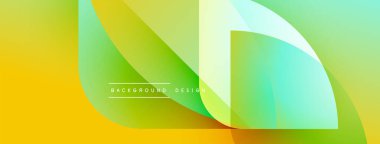 Soyut, enerjik bir arkaplan. Sarı, yeşil, turkuaz renkler düzgün bir şekilde harmanlanır. Üst üste binen şekiller dinamik görsel efekt yaratır. Modern tasarım ögesi.