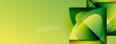 Soyut yeşil tasarım, üst üste binen şekiller, gradyanlar. Sunumlar, markalaşma ve dijital sanat için modern arkaplan.