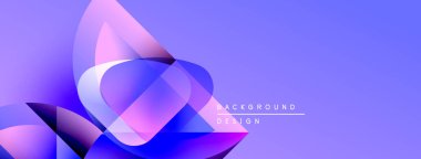Soyut çiçek şekilleri harmanlanarak canlı mor ve mavi renkler yaratır. Modern tasarım enerji, hareket, akıcılık öneriyor. Arkaplanda metin ögeleri.