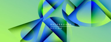 Soyut sıvı şekilleri üst üste binerek dinamik bileşim oluşturur. Yeşil, mavi renkler dizaynın baskın rengidir. Hareketi ve enerjiyi işaret eder. Modern estetik.