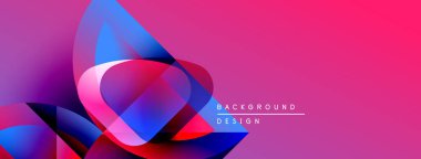 Soyut sıvı şekilleri örtüşür, canlı pembe, mavi, kırmızı gradyanlar yaratır. Arkaplan ve sunumlar için modern tasarım ögesi.