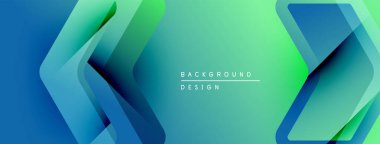 Soyut eğim arkaplanı. Mavi, yeşil renkler dinamik ok şekilleri yaratır. Sancaklar ve sunumlar için modern tasarım. Minimalist estetik.