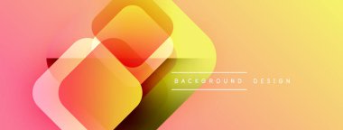 Soyut geometrik şekiller çakışıyor. Renkler pembeden sarıya karışıyor. Arkaplan ve sunumlar için modern tasarım ögesi.