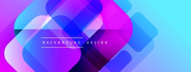 Soyut geometrik şekiller örtüşür, canlı bir değişim etkisi yaratır. Mor, mavi renkler kompozisyona hakim. Modern tasarım ögesi.