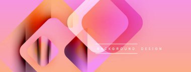 Soyut geometrik şekiller örtüşüyor, canlı pembe, turuncu renkler yaratıyor. Arkaplan ve sunumlar için modern tasarım ögesi.
