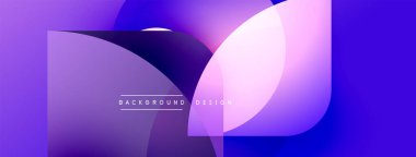 Soyut mor tasarım. Üst üste binen şekiller dinamik görsel efekt yaratır. Çeşitli projeler için modern arkaplan.