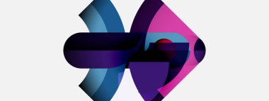 Soyut tasarım akışkan şekiller, canlı mor, pembe, mavi renkler içerir. Modern estetik, dinamik kompozisyon, temiz arkaplan.