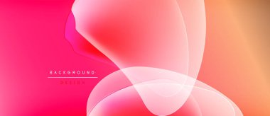 Soyut arkaplan özellikleri üst üste binen şeffaf şekiller. Pembeden turuncuya geçiş yumuşak görsel efekt yaratır. Minimalist tasarım.