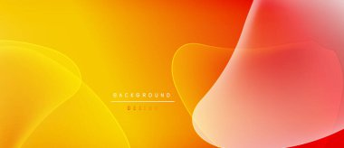 Soyut sıvı şekiller, canlı turuncu, sarı renkler. Gradyan arka plan dinamik görsel efekt yaratır. Modern tasarım ögesi.