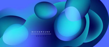 Soyut mavi şekiller çakışıyor ve akışkan değişim etkisi yaratıyor. Modern tasarım arka planlar, sunumlar ve dijital sanat için uygundur..