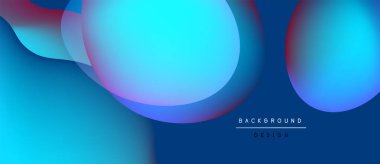 Soyut sıvı şekiller, canlı mavi renkler, modern tasarım. Gradyan renkler dinamik görsel efekt yaratır. Minimalist arkaplan.