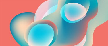 Soyut sıvı şekilleri örtüşür ve yumuşak eğimler yaratır. Renkler harmanlanmış mercan, turkuaz, şeftali, soluk sarı. Minimalist tasarım sakin bir atmosferi çağrıştırıyor.