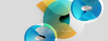 Soyut geometrik şekiller örtüşüyor, canlı renk eğimleri yaratıyor. Modern tasarım elementleri yenilik, teknoloji, akıcılık öneriyor. Açık gölgeler derinlik ekler.