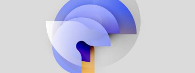 Soyut tasarım özellikleri katmanlı mavi şekiller, yumuşak gradyanlar, nötr arkaplan. Minimalist kompozisyon, sakin ve modern estetiği çağrıştırıyor.