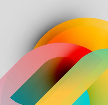 Soyut katmanlar örtüşüyor, canlı renk değişimleri yaratıyor. Yumuşak şekiller hareket, derinlik ve modern tasarım estetiğini akla getiriyor..