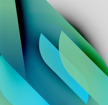 Soyut kompozisyon. Üst üste binen şekiller dinamik görsel efekt yaratır. Renkler derinliği, hareketi, akıcılığı gösteriyor. Modern tasarım.