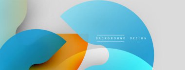 Soyut şekiller örtüşüyor, canlı renk değişimleri yaratıyor. Açık mavi, turuncu, beyaz baskın kompozisyon. Minimalist tasarım modern ve temiz hissettiriyor..