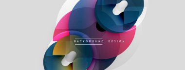 Soyut sıvı şekiller, canlı renkler, modern tasarım. Üst üste binen elementler dinamik bileşim oluşturur, düz eğimler mevcut.