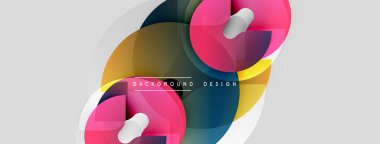 Soyut geometrik şekiller örtüşüyor, canlı renk eğimleri yaratıyor. Modern tasarım elementleri dinamik hareketi, pürüzsüz geçişleri önerir.