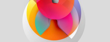 Soyut renkli çakışan daireler dinamik bir görsel oluşturur. Yumuşak eğimler, pürüzsüz geçişler, mevcut modern tasarım elementleri.