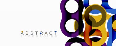 Parlak renkli soyut tasarım. Üst üste binen daireler dinamik görsel efekt yaratır. Modern geometrik şekiller, canlı renkler.