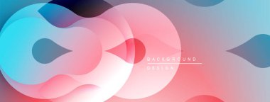 Soyut sıvı şekilleri örtüşür ve canlı renk değişimleri yaratır. Yumuşak pembeler, maviler kompozisyona hakim. Modern tasarım ögesi.
