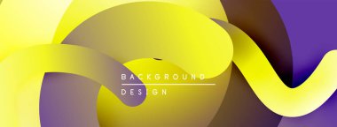 Soyut tasarım sarı ve mor renkte akar. Gradyan renkler dinamik görsel efekt yaratır. Modern arkaplan ögesi.