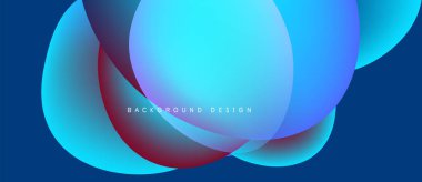 Soyut sıvı şekilleri örtüşür, parlak mavi ve kırmızı renkler yaratır. Arkaplan ve sunumlar için modern tasarım ögesi.