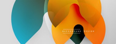 Soyut geometrik şekiller örtüşüyor, canlı renk eğimleri yaratıyor. Modern tasarım elementleri akıcılık, dinamizm, görsel uyum öneriyor.