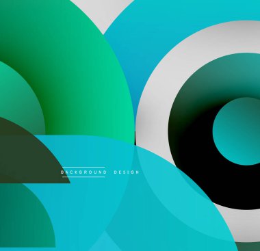 Soyut geometrik şekiller çakışıyor. Renkler derinlik yaratır, modern tasarım. Minimalist kompozisyon, havalı tonlar görsel alana hakim..