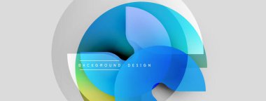 Soyut şekiller örtüşüyor, canlı renk değişimleri yaratıyor. Modern tasarım elementleri teknoloji, yenilik, akıcılık öneriyor. Işık arkaplanı görsel etkiyi arttırır.