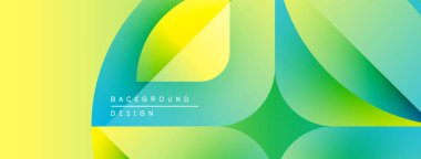 Soyut sıvı şekilleri örtüşür, parlak sarı ve yeşil renkler yaratır. Modern tasarım enerji, hareket, pozitif titreşimler öneriyor.