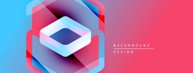 Soyut geometrik tasarım. Katmanlar canlı mavi, mor ve pembe renkler kullanarak derinlik yanılsaması yaratır. Modern, şık arkaplan.