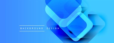 Soyut mavi tasarım üst üste binen kareler içeriyor. Gradyan etkisi derinlik yaratır, modern estetik. Basit metin etiketleri arka plan, tasarım.