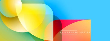 Soyut renkli şekiller çakışıyor. Canlı gradyanlar dinamik görsel efekt yaratır. Modern tasarım elementleri yaratıcılığı ve enerjiyi önerir.