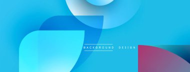 Soyut mavi arkaplan. Üst üste binen şekiller dinamik görsel efekt yaratır. Gradyan renkler derinlik ekler, modern estetik.