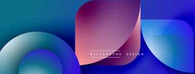 Soyut şekiller örtüşüyor, parlak mavi ve mor renkler yaratıyor. Modern tasarım dinamik, pürüzsüz, görsel olarak çekici geliyor. Arkaplan metin ögelerini içerir.