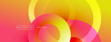 Soyut enerjik tasarım. Üst üste binen daireler dinamik değişim etkisi yaratır. Sıcak renkler kompozisyona hakim, enerji ve hareket öneriyor..