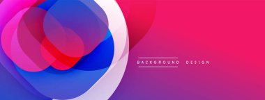 Soyut renkli şekiller örtüşüyor, canlı bir değişim etkisi yaratıyor. Sancaklar ve sunumlar için modern tasarım uygun.