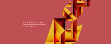 Soyut geometrik tasarım katmanlı kurdeleler, sıcak renk paleti içerir. Modern estetik, dinamik kompozisyon, arka plan veya dijital sanat projeleri için uygun.