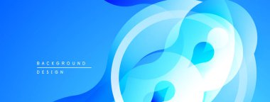 Soyut mavi arkaplan. Pürüzsüz şekiller örtüşür, dinamik görsel efekt yaratır. Gradyan gölgeler derinliği arttırır, modern estetik.