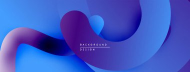 Soyut akışkan şekiller, canlı mavi mor gradyanlar. Modern tasarım, pürüzsüz kıvrımlar dinamik bileşim yaratır. Minimalist estetik.
