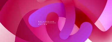 Soyut sıvı şekiller, canlı pembeler, morlar modern arka plan yaratır. Yumuşak eğimler, üst üste binen katmanlar dinamik görsel efekt sunar.