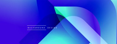 Soyut mavi eğimli arkaplan. Üst üste binen şekiller dinamik görsel efekt yaratır. Dijital projeler için modern tasarım.